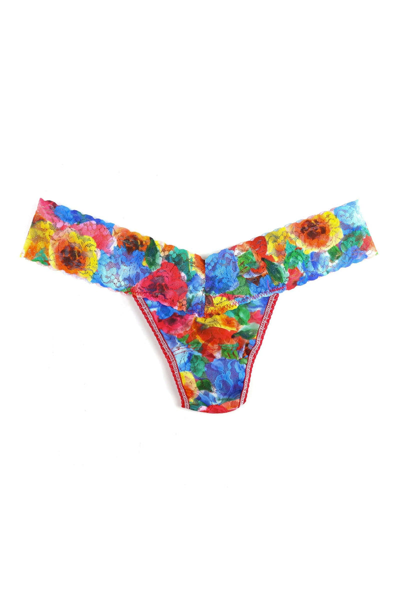 Printed Signature Lace Low Rise Thong - Bold Blooms