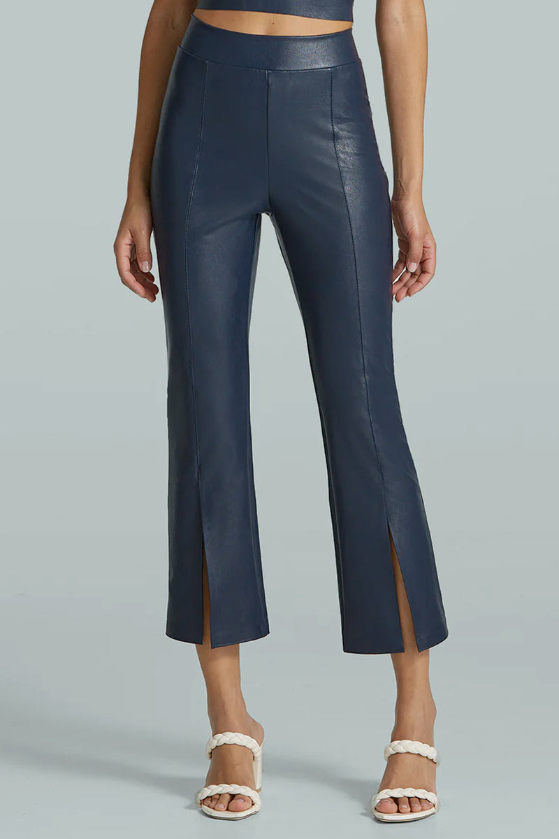 Faux Leather 7/8 Split Front Pant
