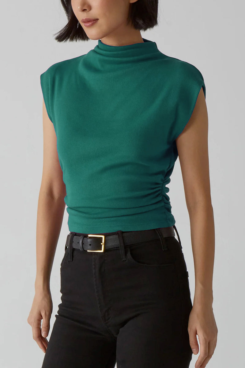 Amara Mock Neck Powershoulder Top