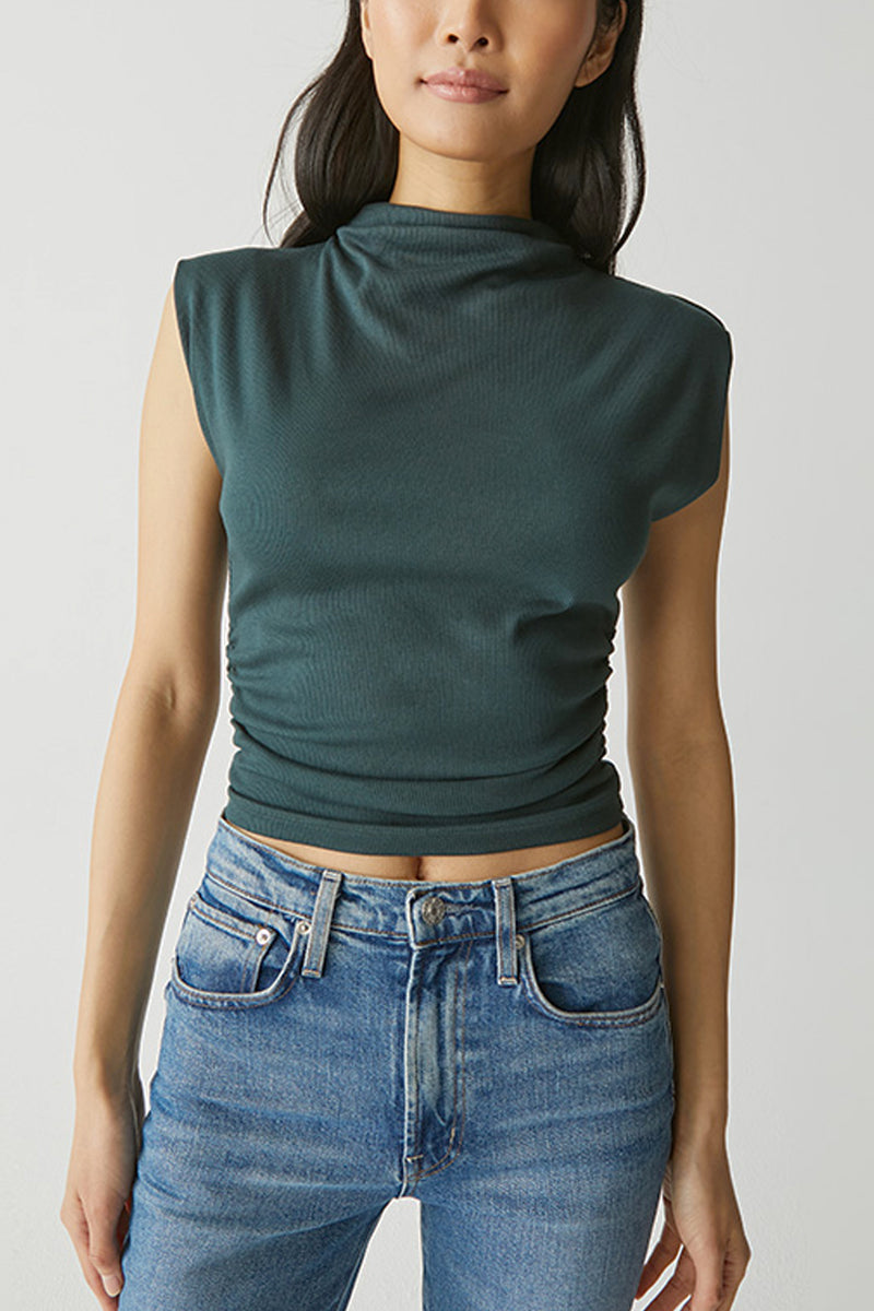 Amara Mock Neck Powershoulder Top