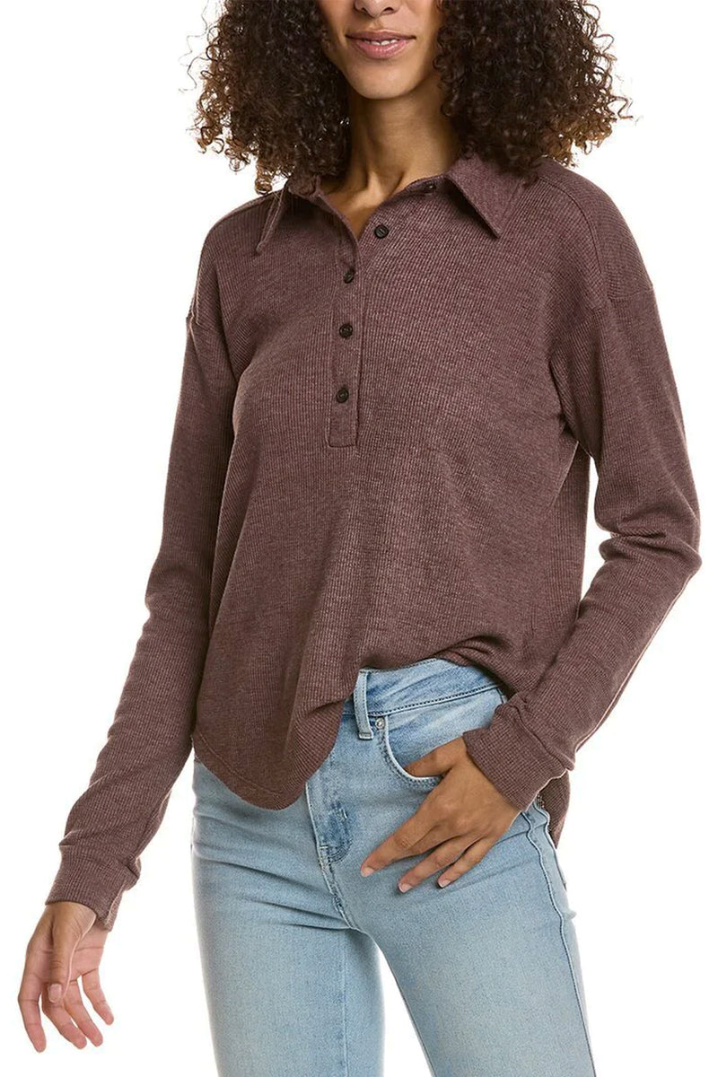 Amina Thermal Collared Henley