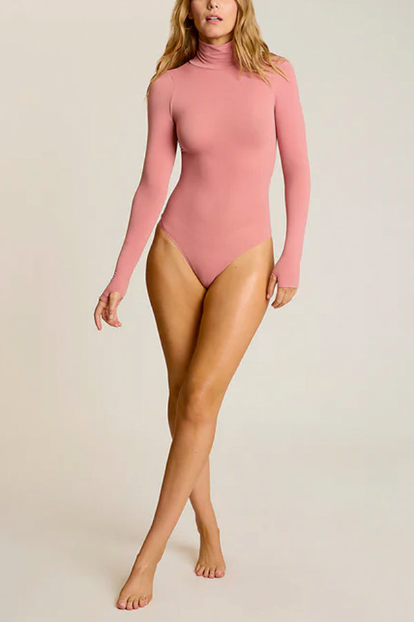 Ballet Long Sleeve Turtleneck Bodysuit - Vintage Pink