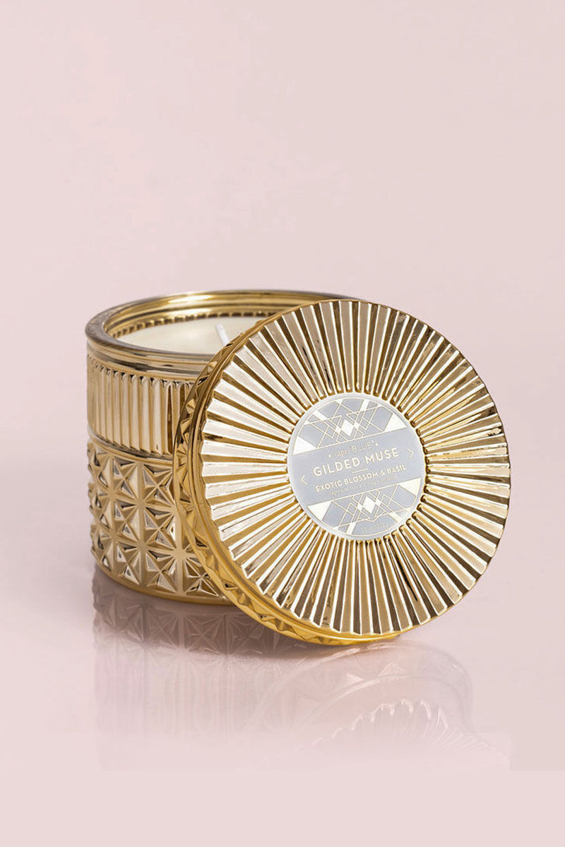 Exotic Blossom & Basil Gilded Faceted Jar