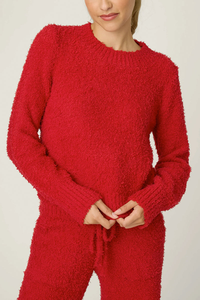 Bundle Up Boucle Red Long Sleeve Top