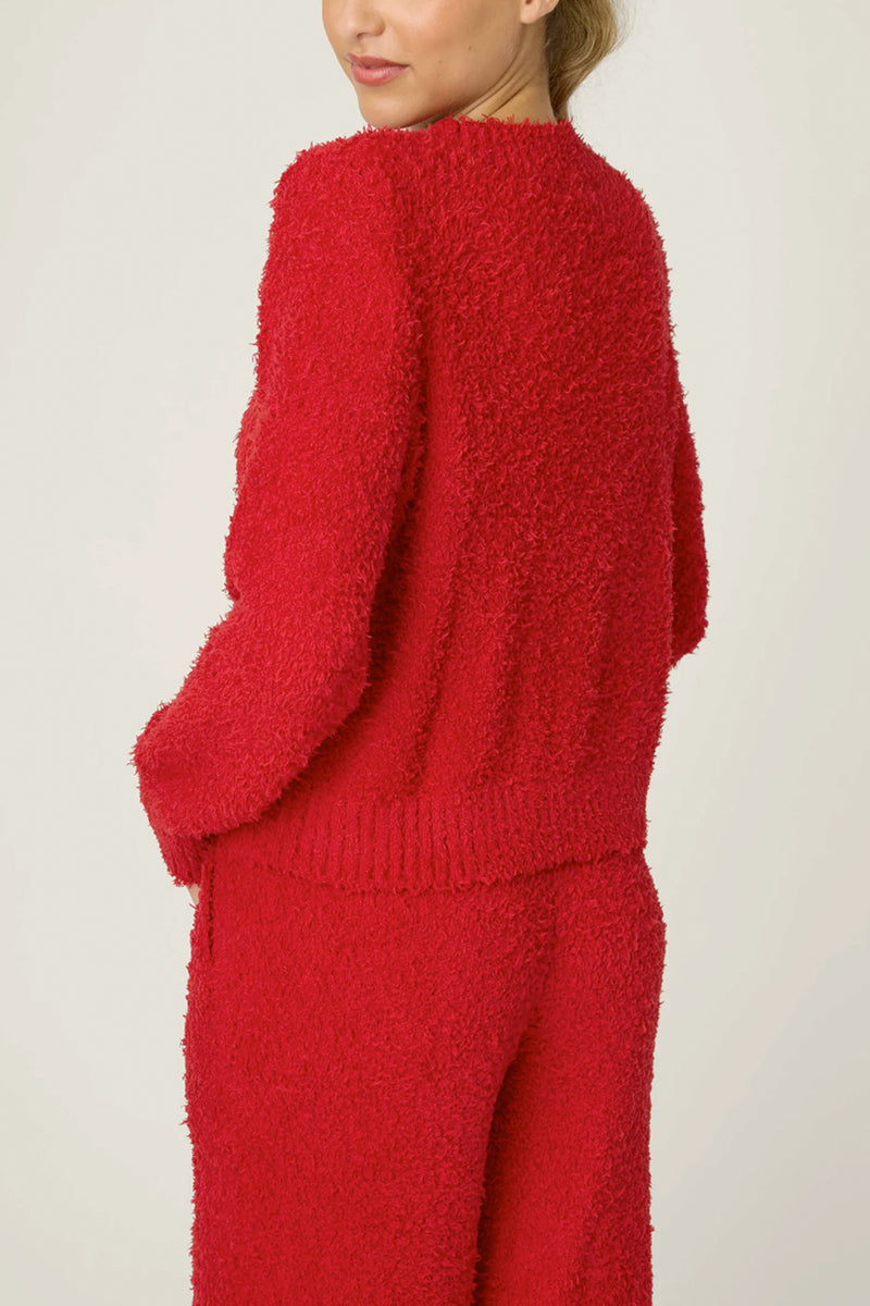Bundle Up Boucle Red Long Sleeve Top