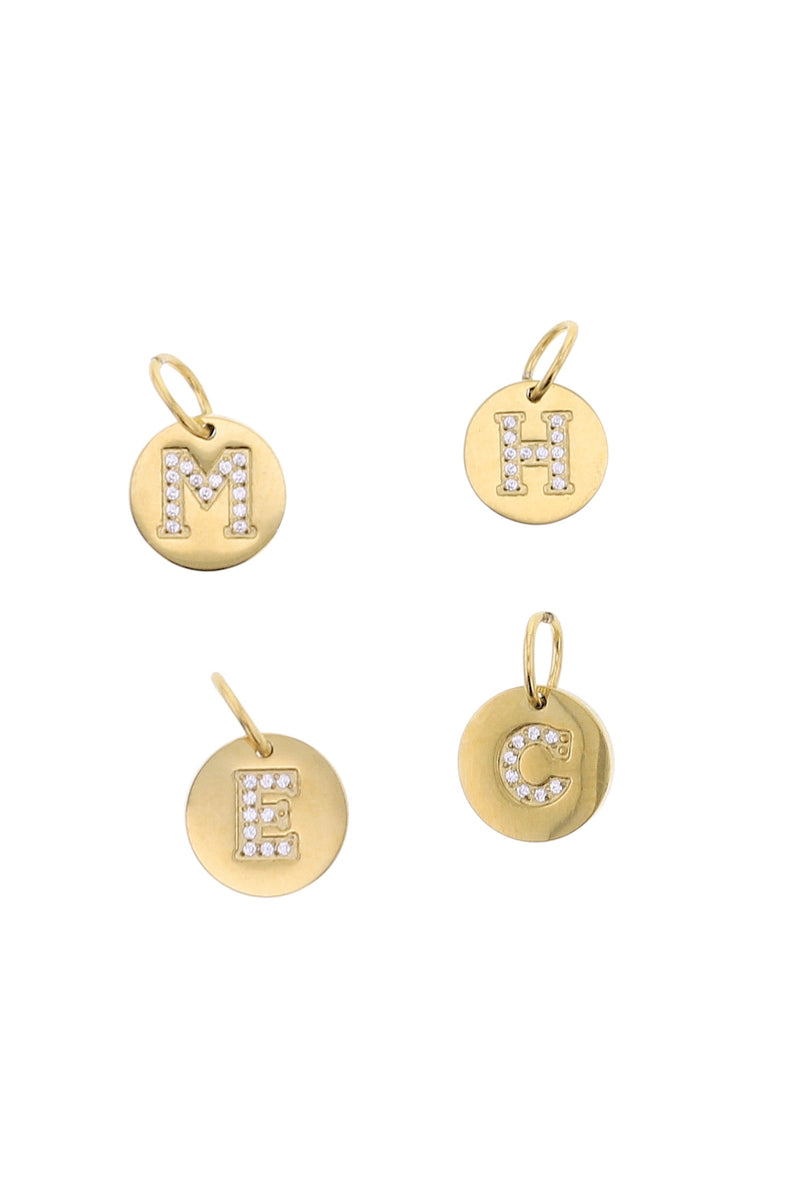 Gold CZ Letter Charm