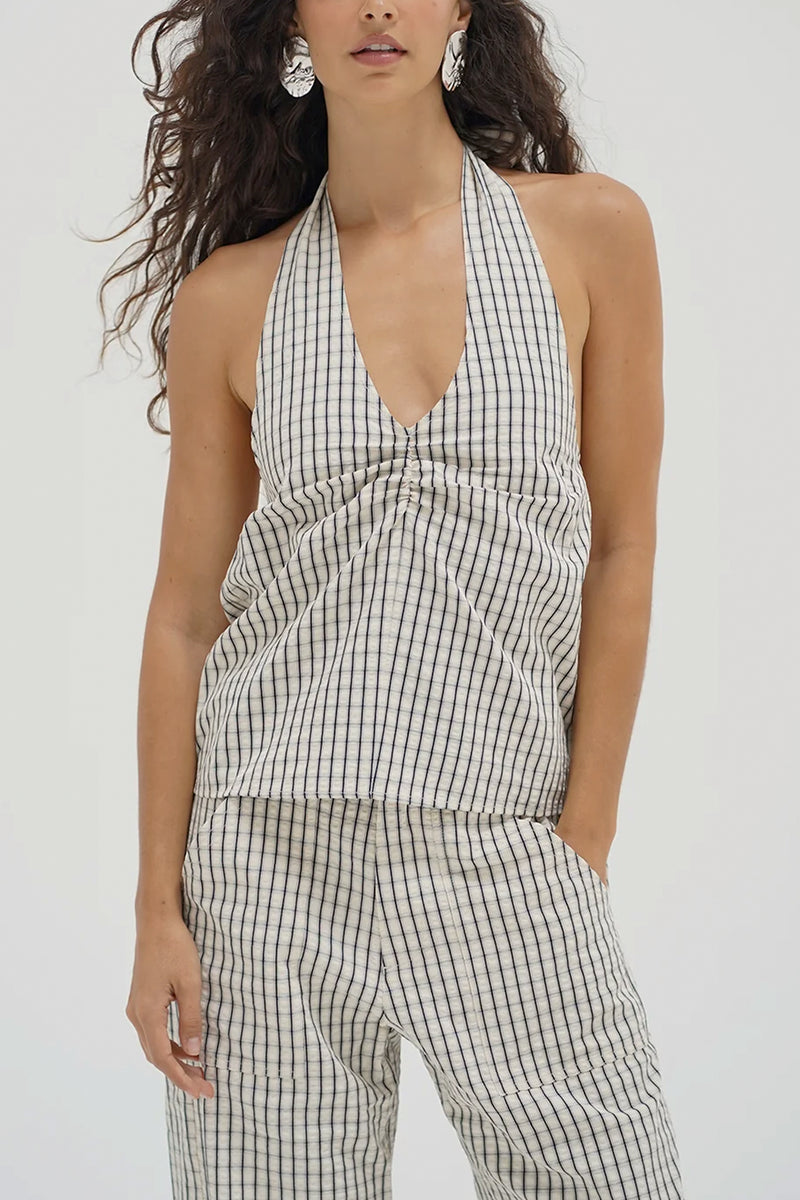 Cora Plaid Halter Top