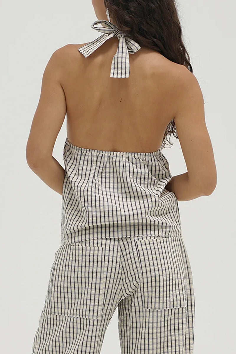 Cora Plaid Halter Top