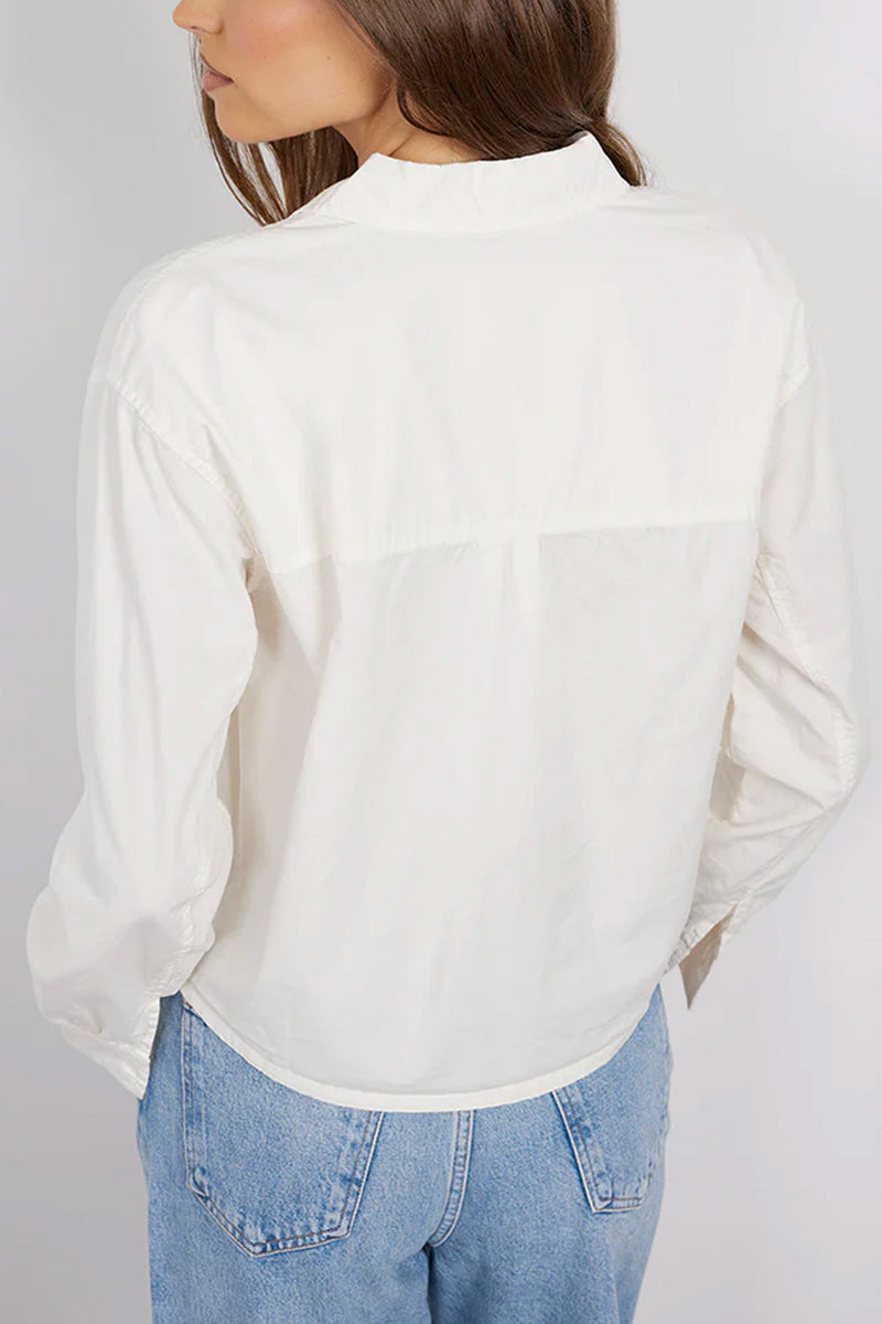 Crop Boxy Long Sleeve Button Front Shirt