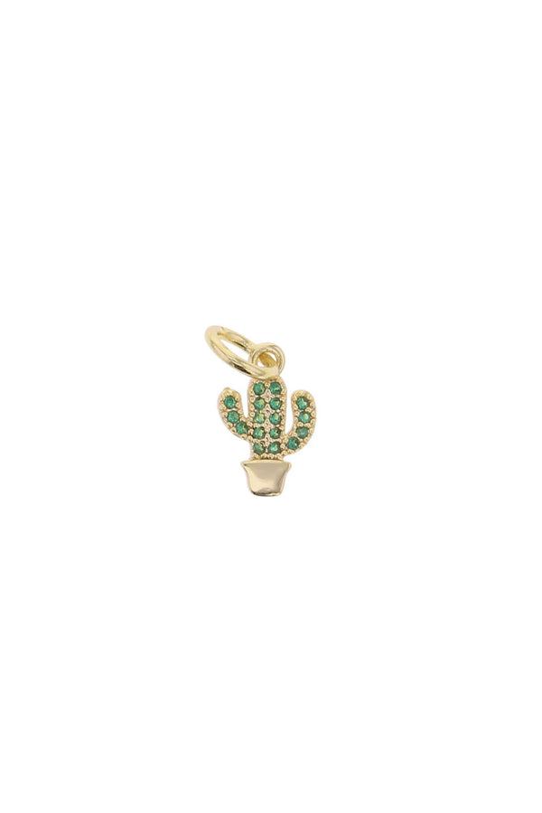 Gold CZ Cactus Charm