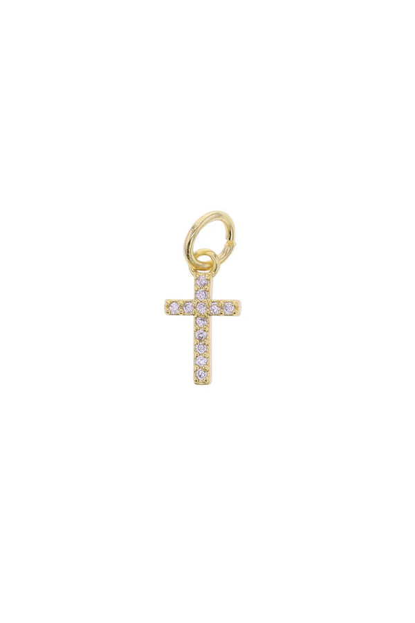 Gold CZ Cross Charm