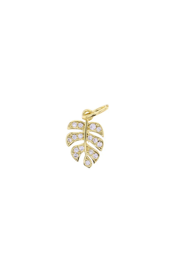 Gold CZ Monstera Leaf Charm