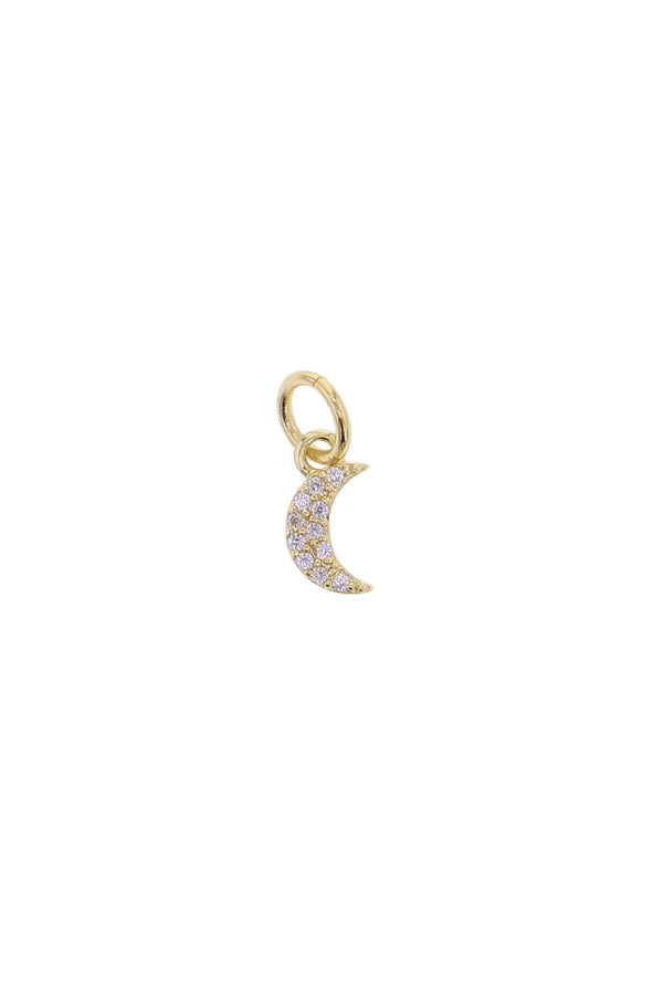 Gold CZ Moon Charm