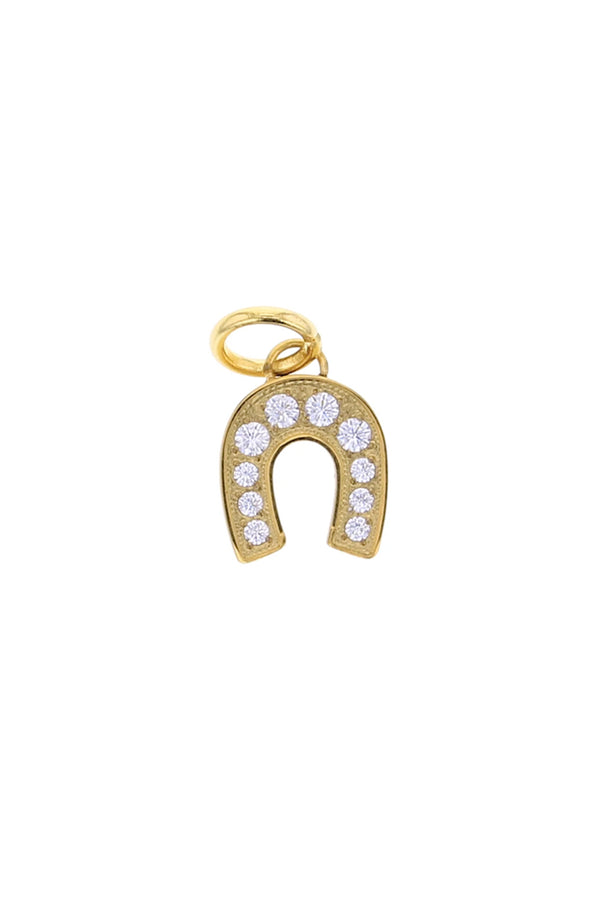 Gold CZ Horseshoe Charm