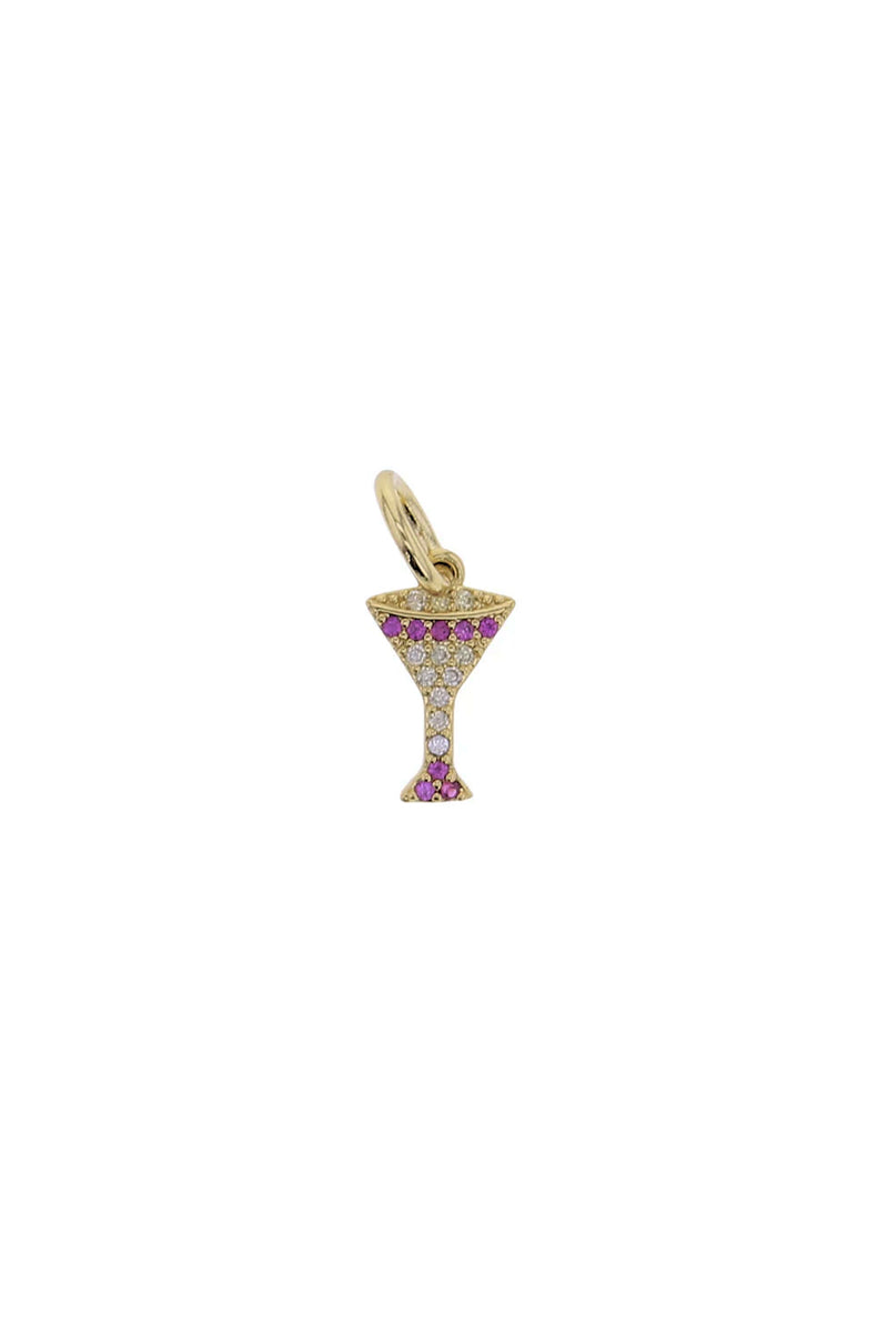 Gold CZ Martini Glass Charm