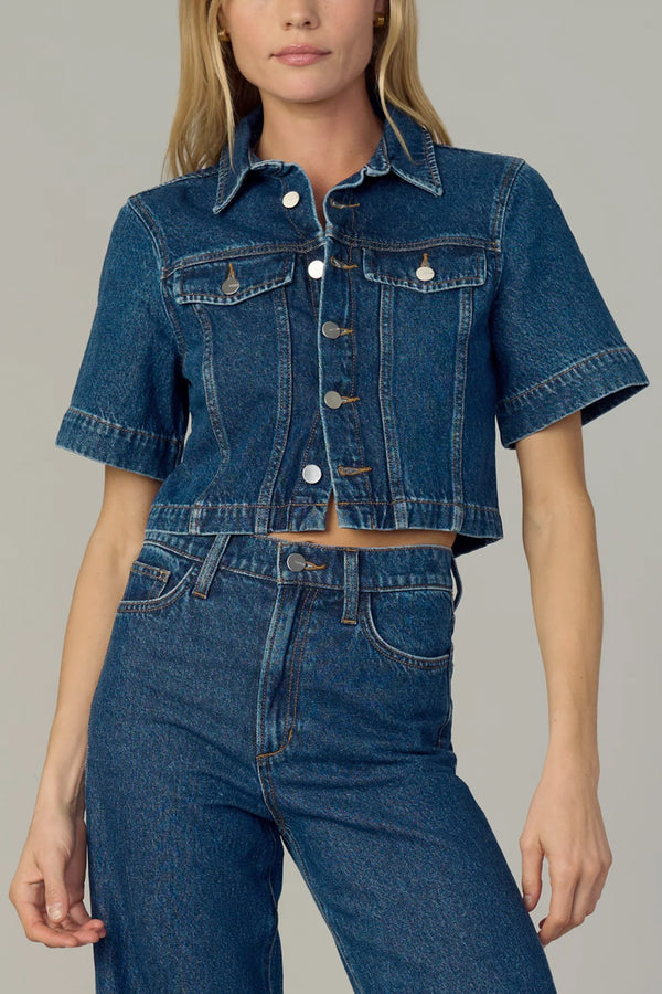 Denim Trucker Short Sleeve Top