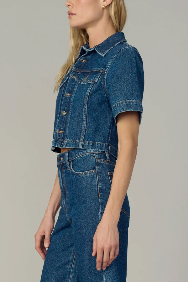 Denim Trucker Short Sleeve Top
