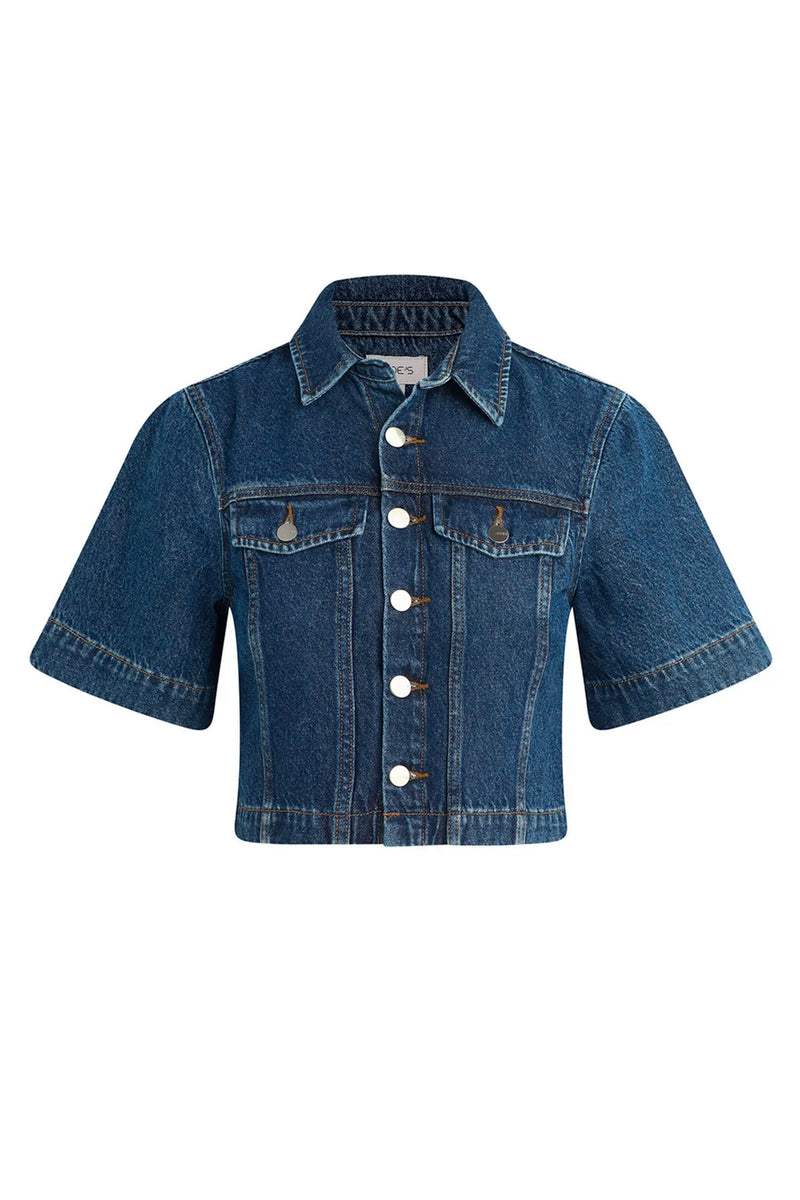 Denim Trucker Short Sleeve Top