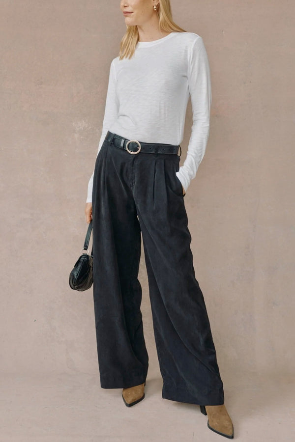 Double Pleated Wide Leg High Waist Pant