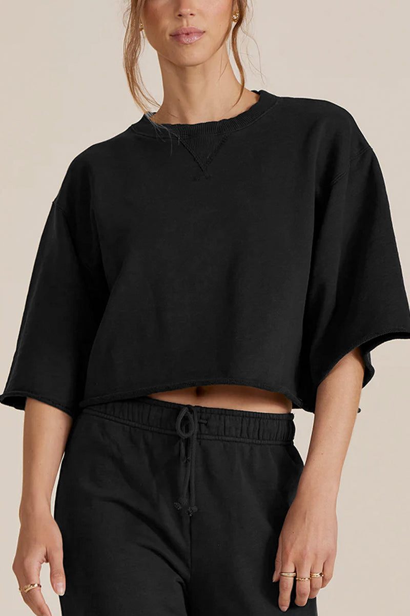 Drop Shoulder Crop Short Sleeve Top