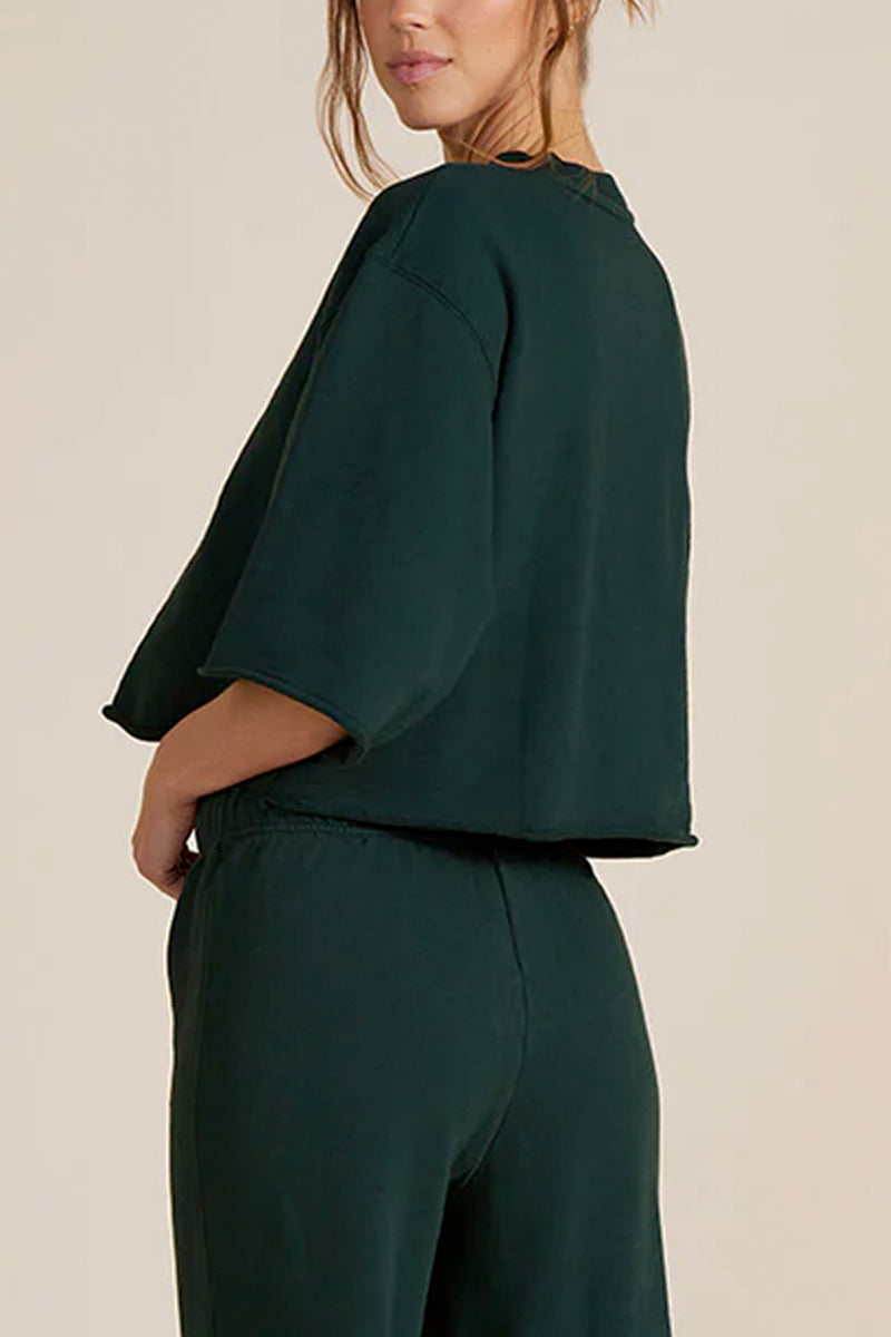 Drop Shoulder Crop Short Sleeve