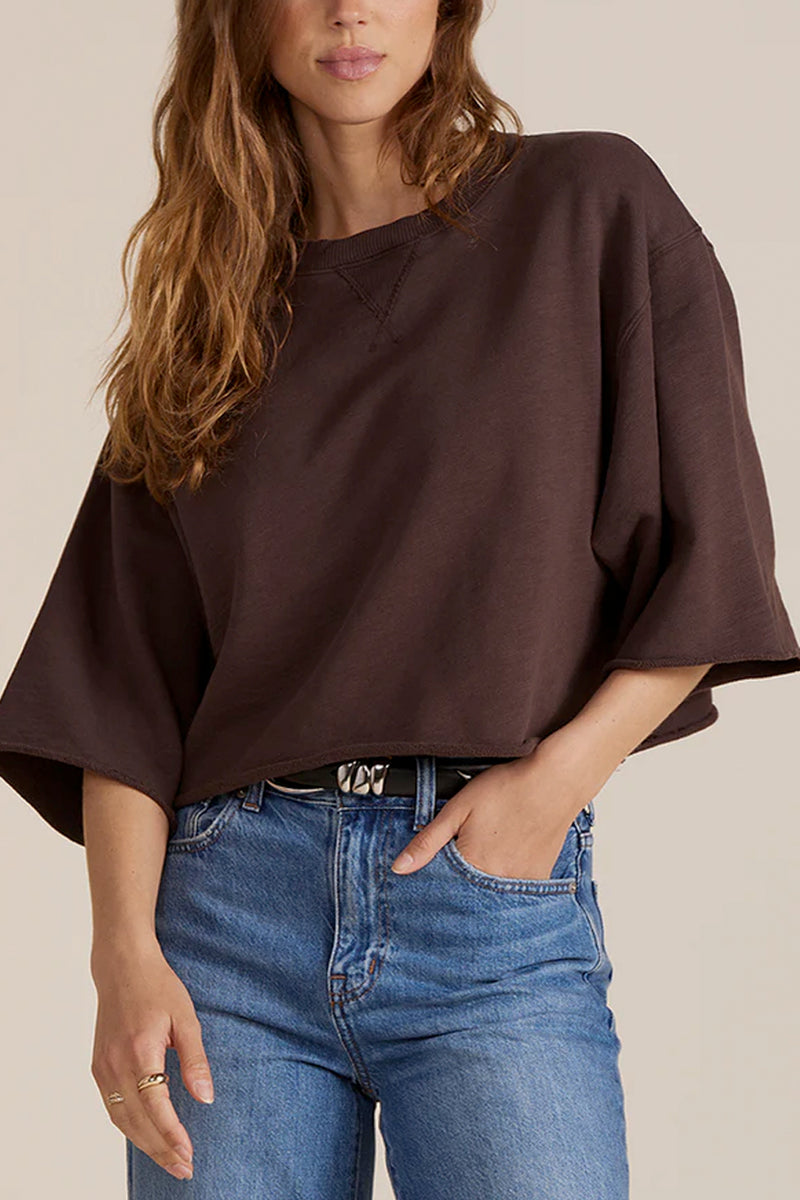 Drop Shoulder Crop Short Sleeve Top