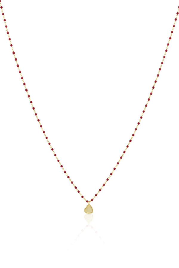 Elsa Mini Heart Necklace - Red