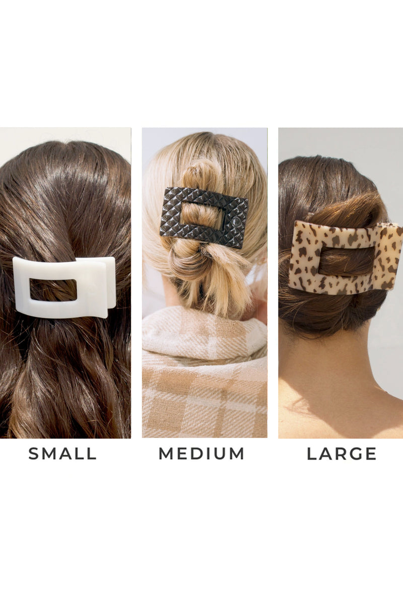 Flat Rectangle Truly Taupe Quilted Clip - 3 sizes
