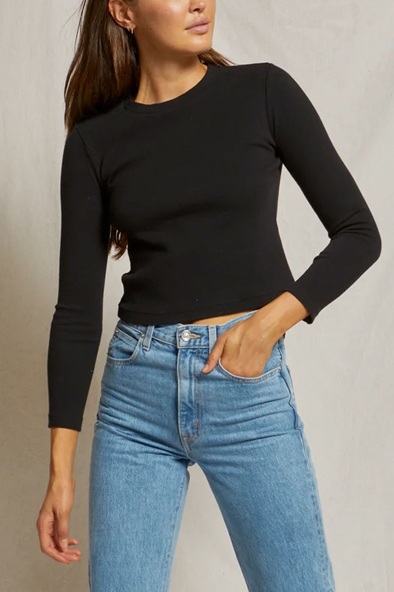 Foxx Structured Rib Long Sleeve Top