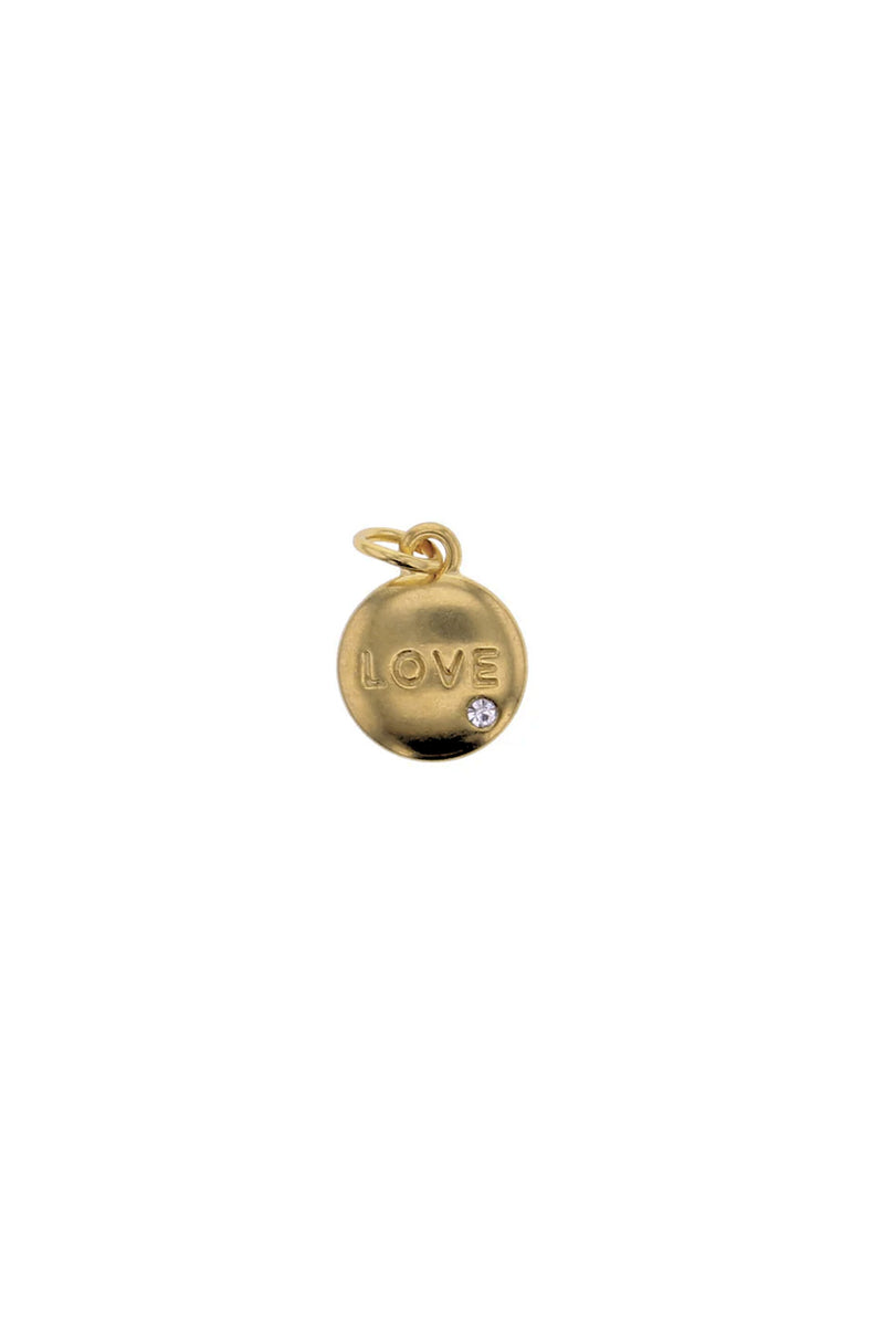 Gold Love Disc with CZ Charm