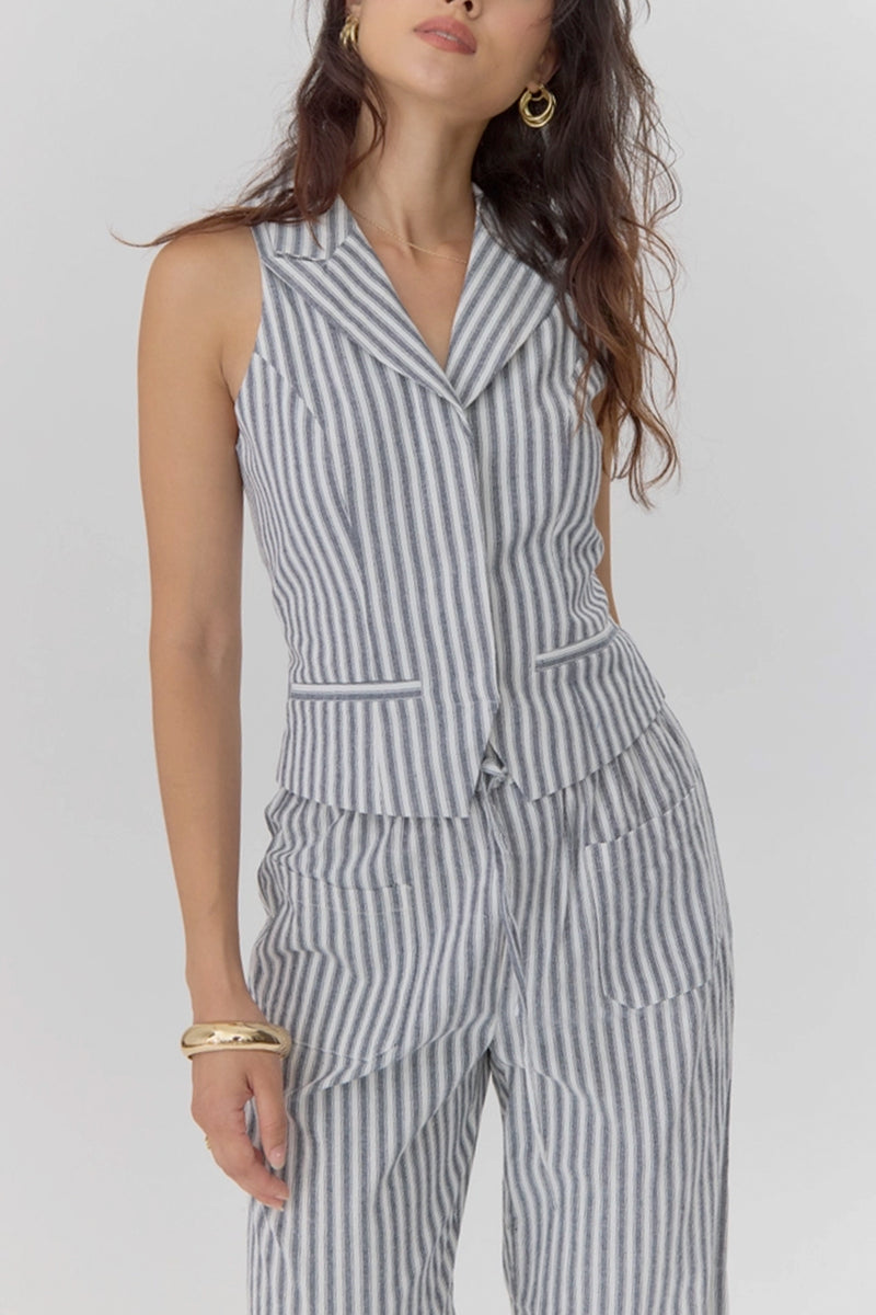 Hellen Stripe Halter Vest