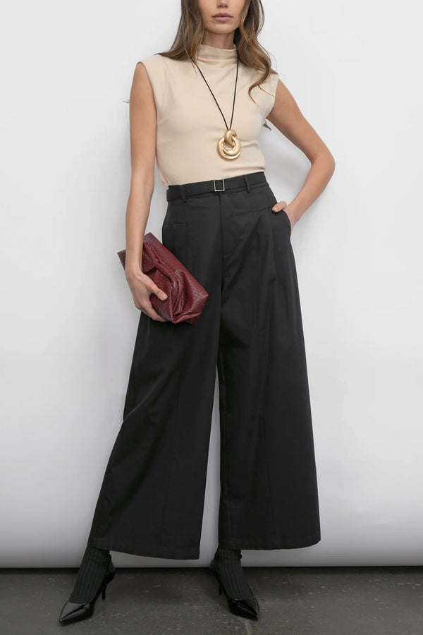 Hera Wide Leg Palazzo Twill Pants