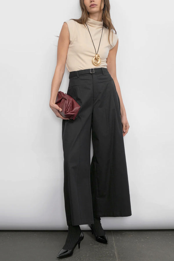 Hera Wide Leg Palazzo Twill Pants