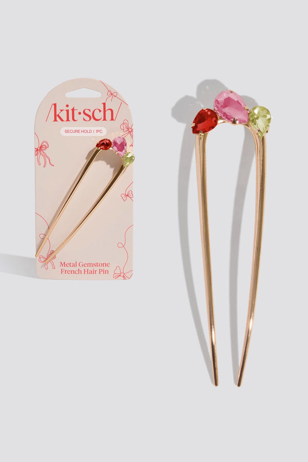 Holiday Gemstone French Hair Pin