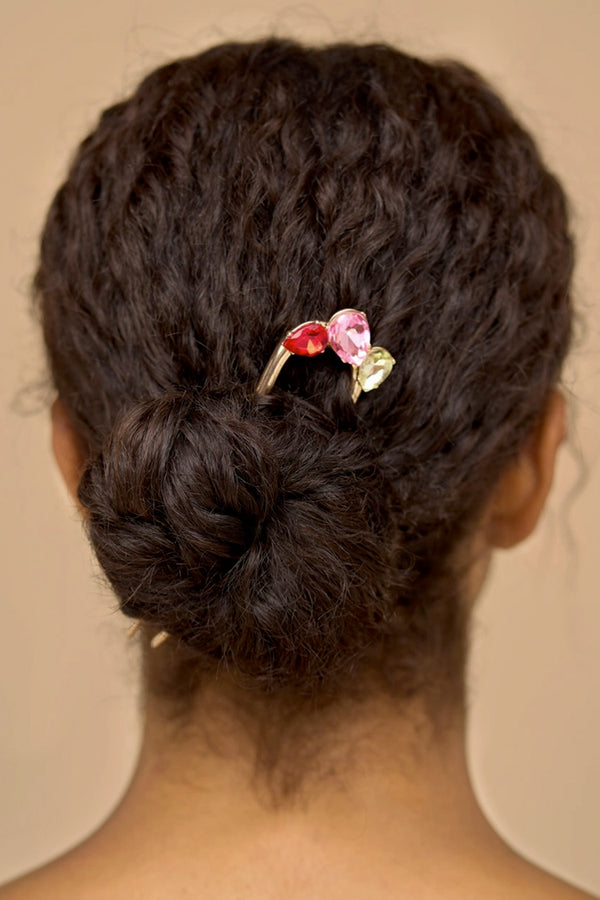 Holiday Gemstone French Hair Pin