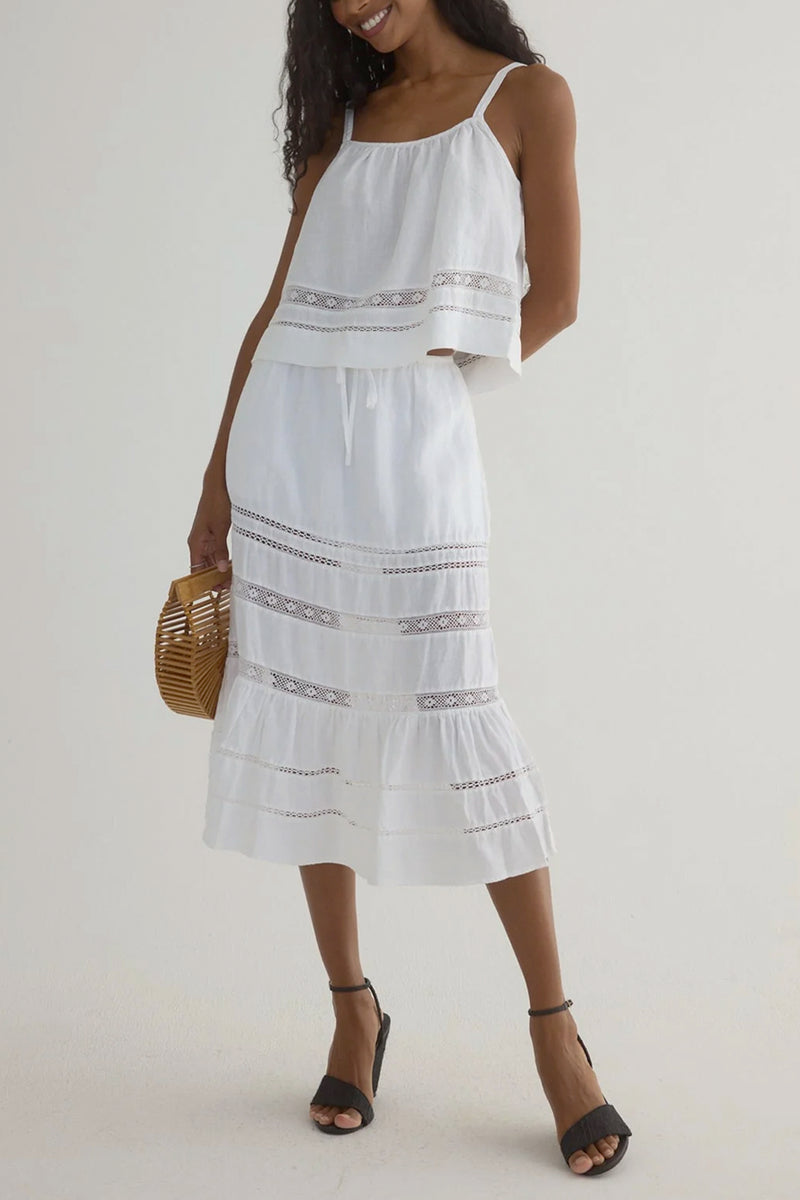 Lace Trim Tiered Skirt