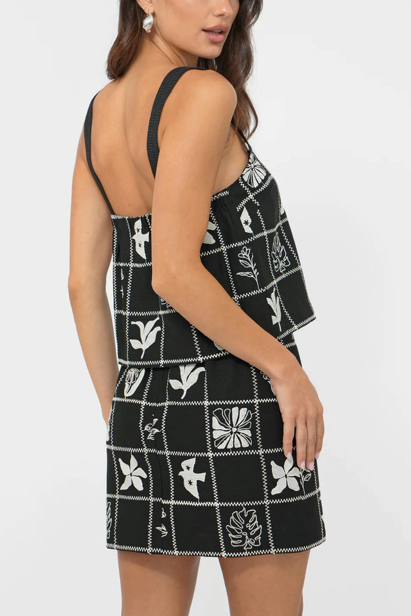 Lauren Grid Embroidery Top