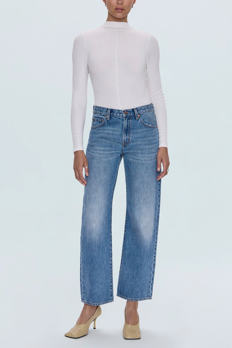 Lexi Mid Rise Bowed Straight Jean