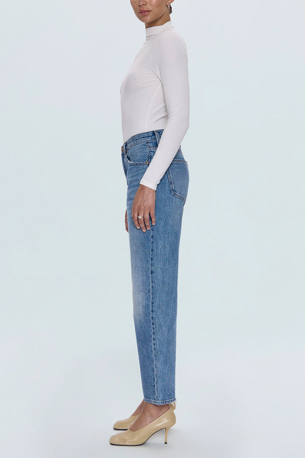 Lexi Mid Rise Bowed Straight Jean