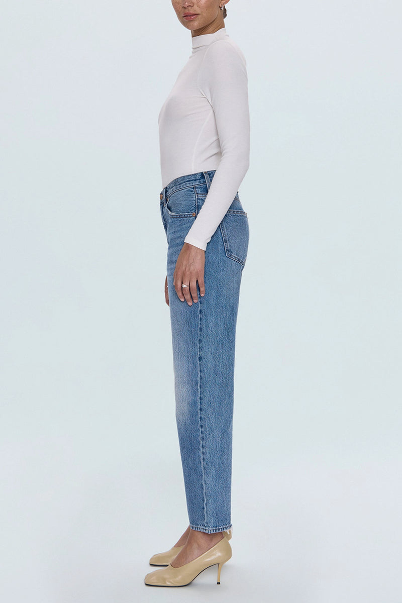 Lexi Mid Rise Bowed Straight Jean