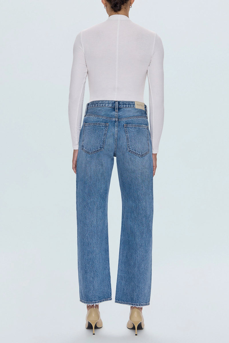 Lexi Mid Rise Bowed Straight Jean