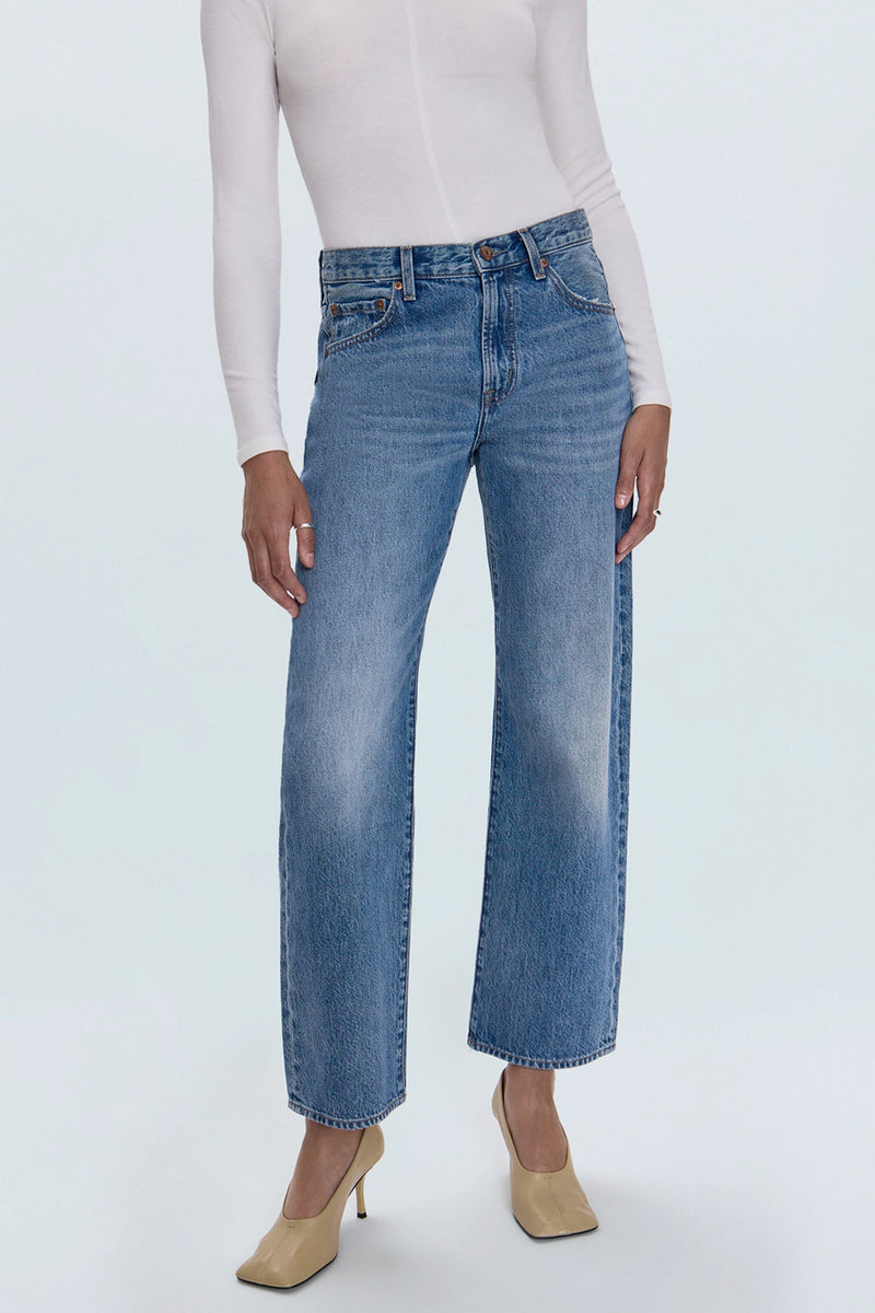 Lexi Mid Rise Bowed Straight Jean