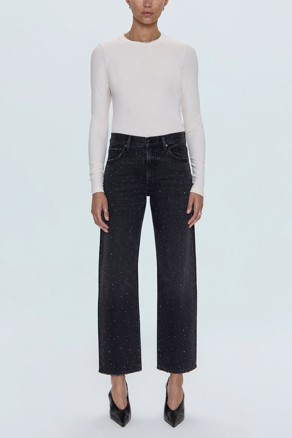 Lexi Mid Rise Bowed Straight Jean