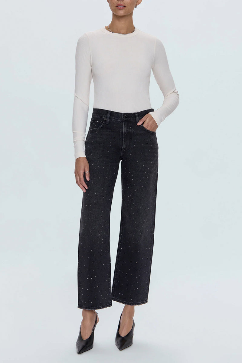 Lexi Mid Rise Bowed Straight Jean