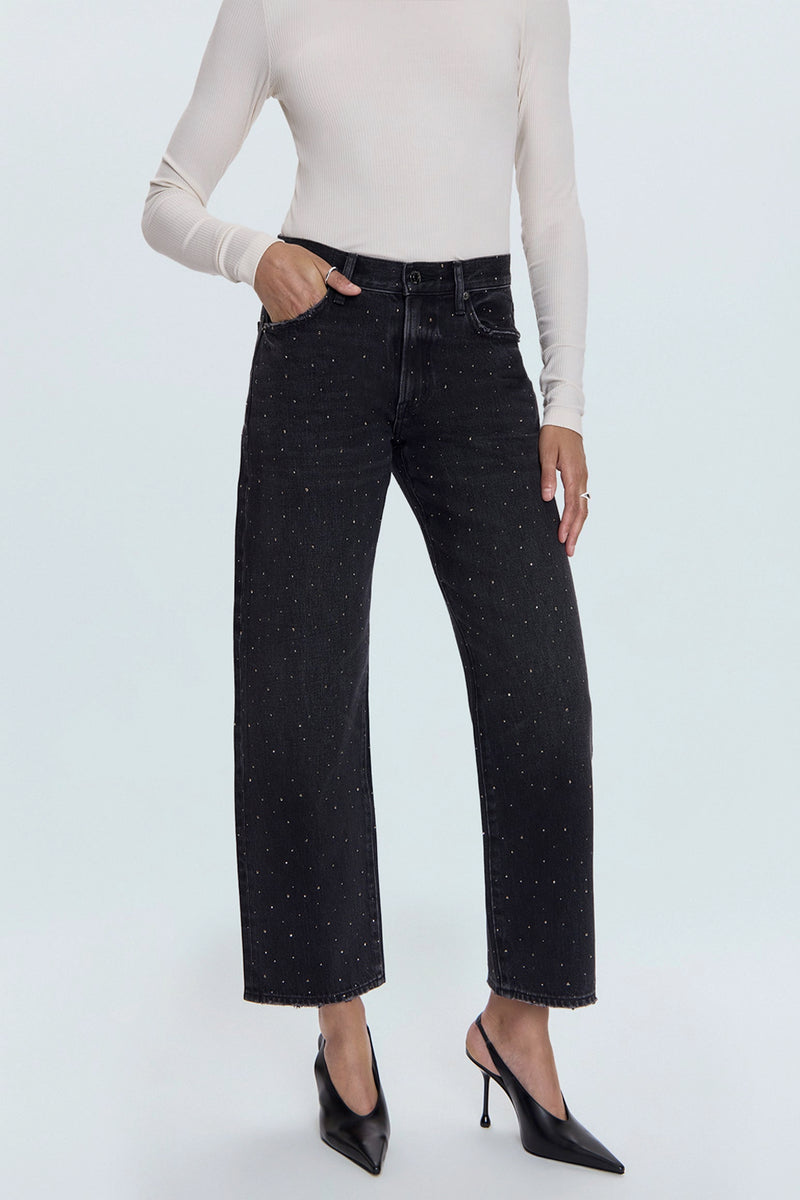 Lexi Mid Rise Bowed Straight Jean