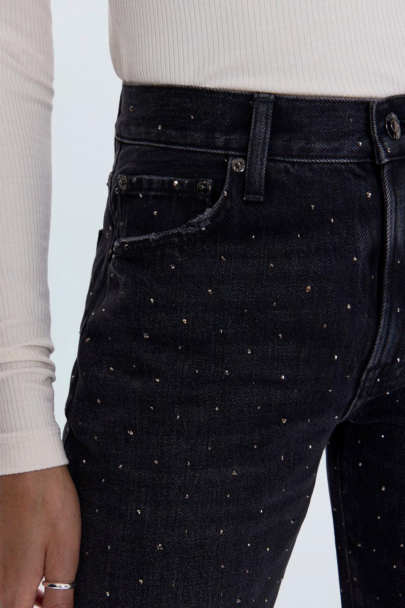 Lexi Mid Rise Bowed Straight Jean