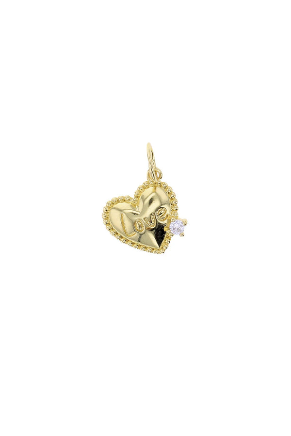 Gold Love Heart with CZ Charm