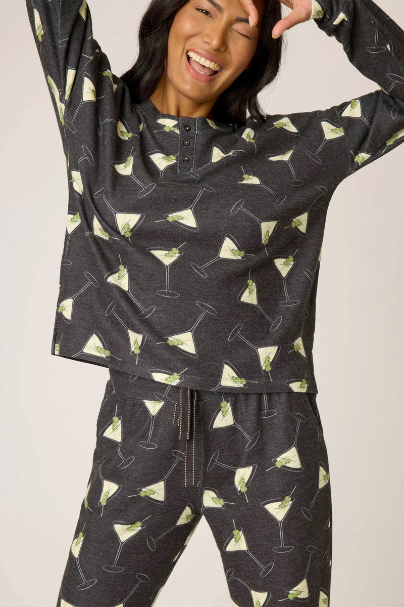 Merrier With A Martini Long Sleeve PJ Top