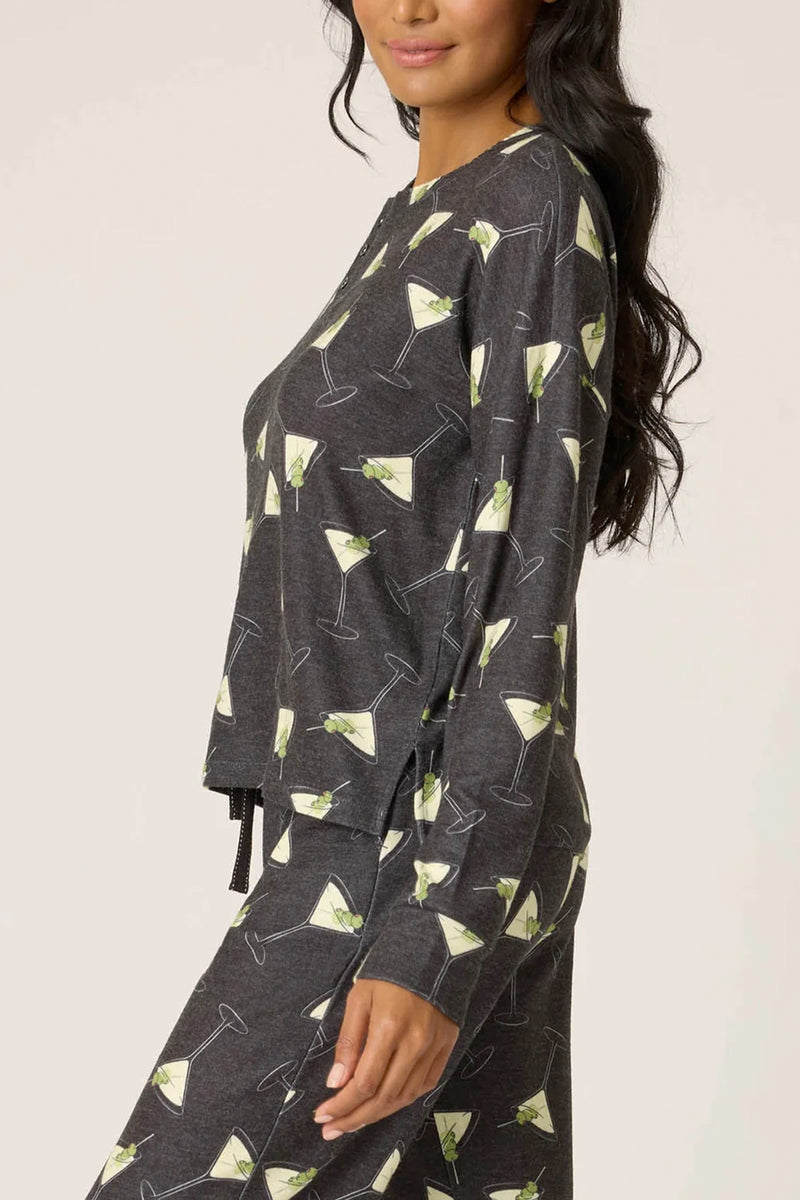 Merrier With A Martini Long Sleeve PJ Top