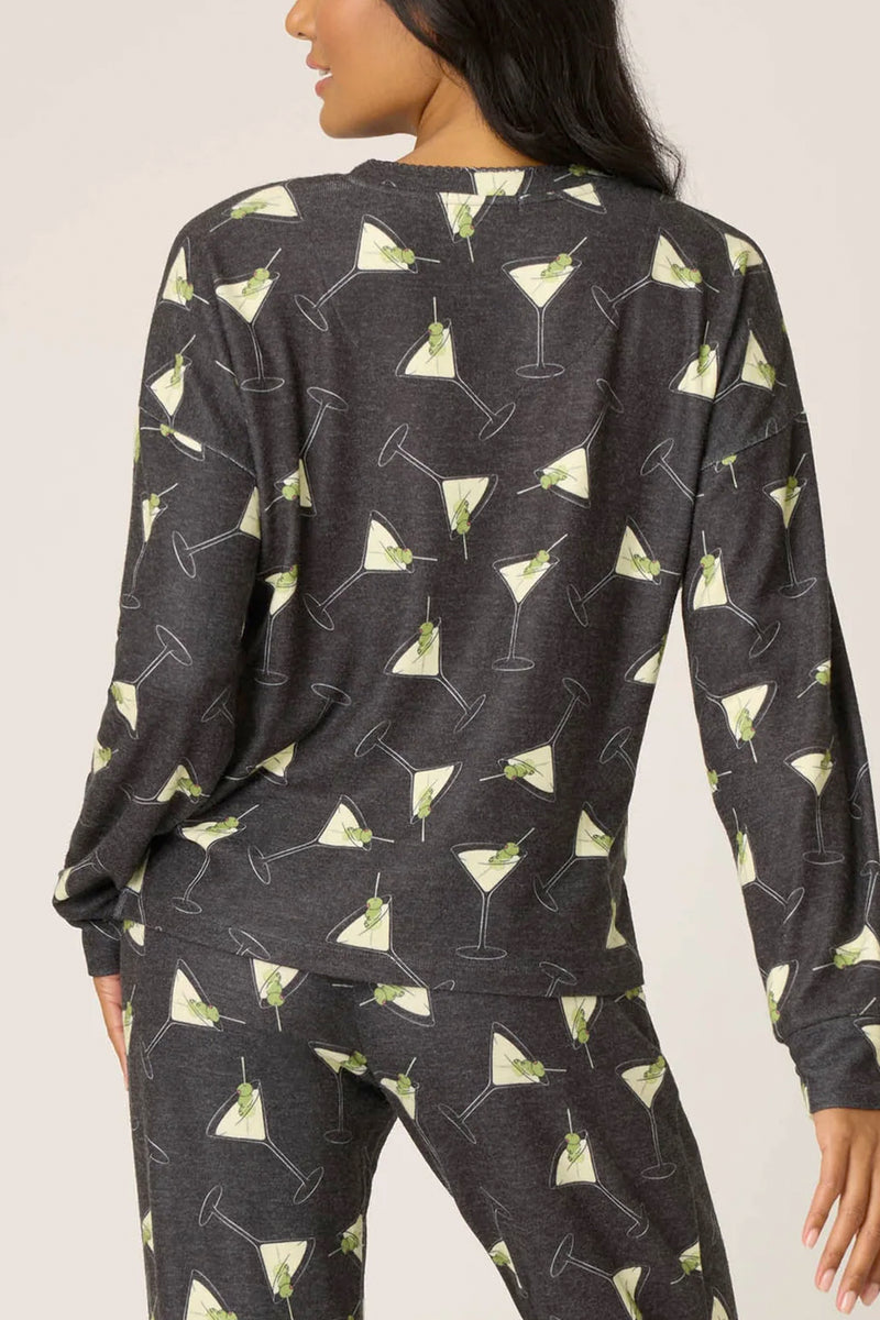 Merrier With A Martini Long Sleeve PJ Top